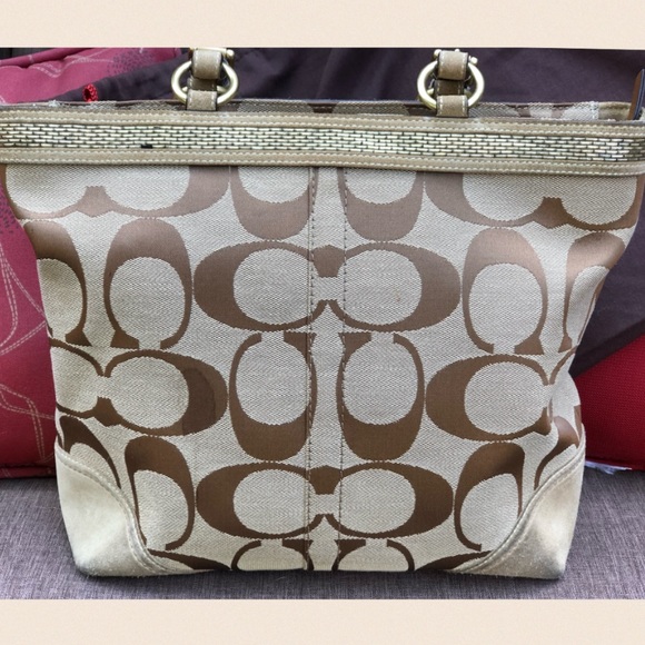 Coach Beaded Suede Tote - Picture 2 of 5